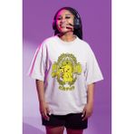 Fuddy Moda Unisex Oversize Pikachu Baskılı T-Shirt Erkek-Kadın Pokemon Baskılı T-Shirt - Beyaz - 3XL
