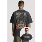 Fuddy Moda Unisex Oversize Rock Band Mastodon Sırt Baskılı Yıkamalı Vintage Tişört - Siyah - XS