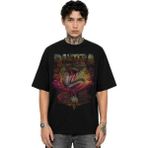 Fuddy Moda Unisex Pantera Snake Vintage Baskılı Bisiklet Yaka Tişört, Oversize Rock Band Temalı Tshirt - Siyah - 3XL