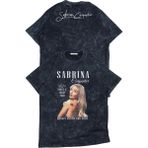 Fuddy Moda Unisex Short Sweet Tour Ense Baskılı Yıkamalı T-Shirt, Oversize Sabrina Carpenter Temalı Tişört - Siyah - 2XL