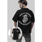 Fuddy Moda Unisex Sons Of Anarchy Sırt Baskılı Tişört, Oversize Soa Dizi Temalı T-Shirt - XL - Siyah