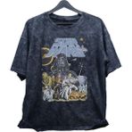Fuddy Moda Unisex Star Wars Baskılı Yıkamalı T-Shirt, Oversize Yıldız Savaşları Baskılı Vintage Tişört - 2XL - Siyah