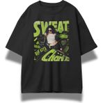 Fuddy Moda Unisex Sweat Yazılı Tişört, Oversize Charli Xcx Baskılı T-Shirt - Siyah - XL