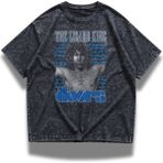 Fuddy Moda Unisex The Doors The Lisard King Baskılı Yıkamalı Tişört, Oversize Rock Band Temalı Vintage T-Shirt - Siyah - 2XL