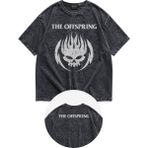 Fuddy Moda Unisex The Offspring Logo Ense Baskılı Yıkamalı Tişört, Oversize Rock Band Temalı Vintage Tshirt - Siyah - XS