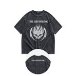 Fuddy Moda Unisex The Offspring Logo Ense Baskılı Yıkamalı Tişört, Oversize Rock Band Temalı Vintage Tshirt