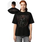 Fuddy Moda Unisex Vintage Bon Jovi Ense Baskılı Tişört, Oversize Rock Band Temalı Bisiklet Yaka T-Shirt - Siyah - XL