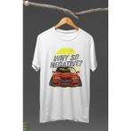 Fuddy Moda Why So Negative? Bmw E36 M3 Baskılı T-Shirt, Araba Yarış Temalı Baskılı Tişört - Beyaz - 3XL