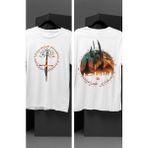 Fuddy Moda Yüzüklerin Efendisi Sırt Baskılı T-Shirt Unisex Lord Of The Rings Baskılı T-Shirt - Beyaz - 2XL