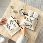 Fufizu Anne Bebek Kanvas Çanta Seti - Clutch Seyahat Bakım ve Makyaj Çantası - 2'li Mommy Baby Set - standart