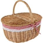 Fugar Hasır Sepeti Rattan Sepeti Plaj Kamp Partileri Için Küçük Kırmızı (Yurt Dışından) - Kırmızı - Beyaz