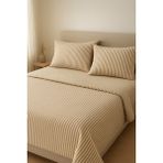 Fugo Concept Premium %100 Pamuk Çift Kişilik Nevresim Takımı | Naturel Kumaş – Lastikli Çarşaf - Cappuccino - 200 x 220 cm