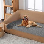 fuguitex Su geçirmez Köpek Yatak Örtüsü Evcil Hayvan Mobilyaları Yatak Kanepe Kanepe için Köpek Battaniyesi Ters Çevrilebilir Keten Doku (30 "* 53", Koyu Gri + Açık Gri)