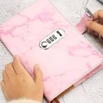 Fuhao Pembe A5 Defter Kağıdı Vintage Deri Ebru Günlük Şifreli Kilit Kodu ile (Yurt Dışından)