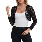 Fuinloth Kadınlar için Bolero Hırkalar Düğün Dantel Uzun Kollu Omuzluk, Siyah XL 42-44