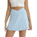 Fuinloth Tenis Etek Kadın Pileli Golf Şort Bayanlar Yüksek Bel Koşu Activewear Spor Salonu Cepli Skort Açık Mavi L