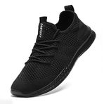FUJEAK Erkek spor ayakkabısı yürüyüş koşu spor salonu kayma tenis spor ayakkabı Joggers spor rahat açık hava moda koşu ayakkabısı hafif nefes rahat, 02 Siyah, 10 UK
