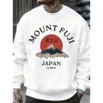 Fuji Dağı Japonya Baskılar Erkekler Kazak Sonbahar Bisiklet Yaka Kazak Hip Hop Moda Üstleri P - Beyaz - 2XL