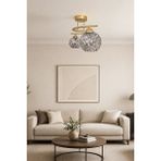 Fuji Modern Kabartma Camlı Dekoratif 2'li Avize Salon Yatak Odası Mutfak Koridor - Füme Cam - Eskitme