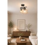 Fuji Modern Kabartma Camlı Dekoratif 2'li Siyah Avize Salon Yatak Odası Mutfak Koridor