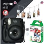 Fujifilm Instax Mini 11 Siyah Fotoğraf Makinesi, 10'lu Film ve Çiçekli Kıskaç Hediye Seti ile Eğlenceli Çekimler