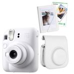 Fujifilm Instax Mini 12 10 Filmli Mini Albüm ve Deri Kılıflı Beyaz Fotoğraf Makinesi