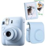 Fujifilm Instax Mini 12 10 Filmli Mini Albüm ve Deri Kılıflı Mavi Fotoğraf Makinesi