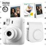 Fujifilm Instax Mini 12 Beyaz Fotoğraf Makinesi 20'li Film Çerçeve ve Deri Kılıf Seti - İnci Beyazı