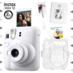 Fujifilm Instax Mini 12 Beyaz Fotoğraf Makinesi - 20'li Film - Kıskaçlı Stand - PVC Albüm ve Simli Pleksi Kılıf Seti