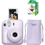 Fujifilm Instax Mini 12 Fotoğraf MAKINESI-20LI Film-Büzgülü Kılıf Seti 4 - Mor