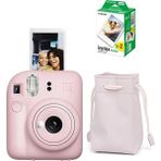 Fujifilm Instax Mini 12 Fotoğraf MAKINESI-20LI Film-Büzgülü Kılıf Seti 4 - Pembe