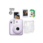 Fujifilm Instax Mini 12 Fotoğraf MAKINESI-20LI Film-Şeffaf Pleksi Kılıf ve Fotoğraf Çerçevesi Seti 1 - Mor