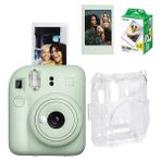 Fujifilm Instax Mini 12 Fotoğraf MAKINESI-20LI Film-Şeffaf Pleksi Kılıf ve Fotoğraf Çerçevesi Seti 1 - Yeşil