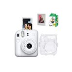 Fujifilm Instax Mini 12 Fotoğraf Makinesi-20li Film-simli Pleksi Kılıf Ve Fotoğraf Çerçevesi Seti 2 Beyaz