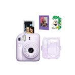 Fujifilm Instax Mini 12 Fotoğraf Makinesi-20li Film-simli Pleksi Kılıf Ve Fotoğraf Çerçevesi Seti 2 Mor