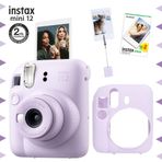 Fujifilm Instax mini 12 Lila Fotoğraf Makinesi-20'li Film-Kıskaçlı Resim Standı ve Silikon Kılıf Seti