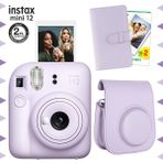 Fujifilm Instax Mini 12 Lila Fotoğraf Makinesi-20'li Film-Laporta Albüm ve Deri Kılıf Seti
