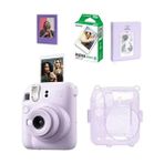 Fujifilm Instax Mini 12 Lila Fotoğraf Makinesi Simli Pleksi Kılıf Pvc Albüm 10'lu Film ve Çerçeveli - Mor
