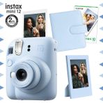 Fujifilm Instax Mini 12 Mavi Fotoğraf Makinesi-10'lu Film-Çerçeve ve Kare Albüm Seti - Açık Mavi