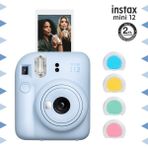 Fujifilm Instax Mini 12 Mavi Fotoğraf Makinesi ve 4'lü Renkli Lens Seti Otomatik Flaş Özelliği ile