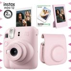 Fujifilm Instax mini 12 Pembe Fotoğraf Makinesi-10'lu Film-Çerçeve ve Deri Kılıf Seti
