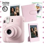 Fujifilm Instax Mini 12 Pembe Fotoğraf Makinesi-10'lu Film-Çerçeve ve Kare Albüm Seti - Açık Pembe