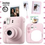 Fujifilm Instax Mini 12 Pembe Fotoğraf Makinesi - 10'lu Film - Kıskaçlı Stand - Mini Albüm Ve Silikon Kılıf Seti