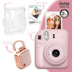 Fujifilm Instax Mini 12 Pembe Fotoğraf Makinesi-10'lu Film-Şeffaf Kılıf ve Divoom LoveLock Mini Ses Kayıt Özel. Bluetooth Hoparlör