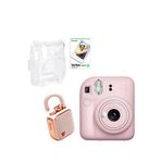 Fujifilm Instax Mini 12 Pembe Fotoğraf Makinesi + 10'lu Film Şeffaf Kılıf Ve Divoom Lovelock Mini Ses Kayıt Özellikli Bluetooth Hoparlör Seti
