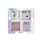 Fujifilm Instax mini 12 Pembe Fotoğraf Makinesi 10'lu Film Simli Pleksi Kılıf Mandal ve Kıskaçlı Resim Standı