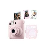 Fujifilm Instax Mini 12 Pembe Fotoğraf Makinesi + 10'lu Film Ve Simli Pleksi Kılıf Çerçeve Hediye Seti