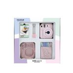 Fujifilm Instax Mini 12 Pembe Fotoğraf Makinesi Bundle Box + 10'lu Film Simli Pleksi Kılıf Mandal Ve Kıskaçlı Resim Standlı