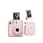 Fujifilm Instax mini 12 Pembe Fotoğraf Makinesi-Çerçeve ve Deri Kılıf Seti