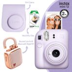 Fujifilm Instax Mini 12 Pembe Fotoğraf Makinesi Deri Çanta 10'lu Film ve Divoom Lovelock Bluetooth Hoparlör Seti
